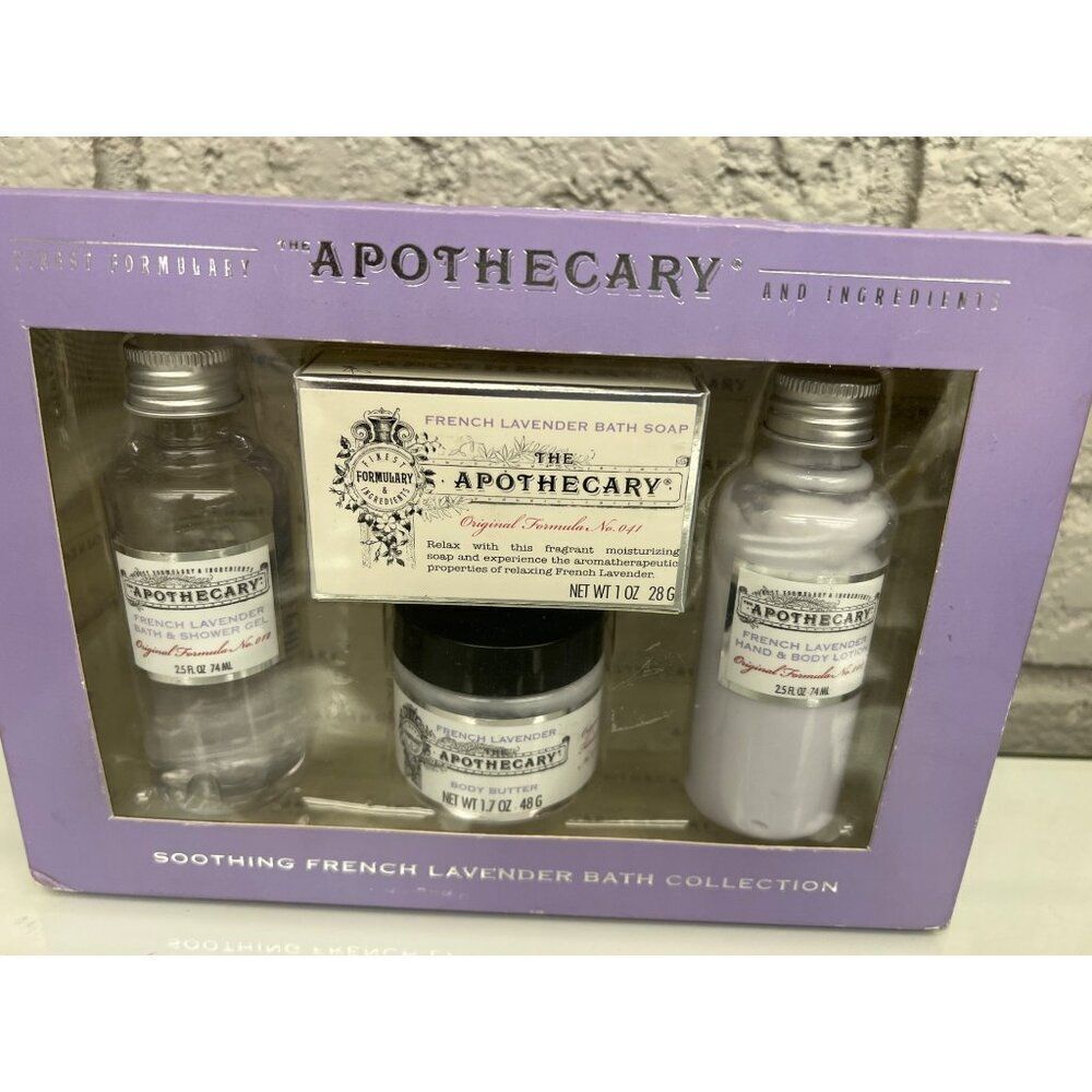 Apothecary Soothing French Lavender Bath Collection 4 PCS Gift Set